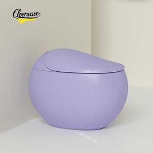 Toilette intelligente violette avec système de bidet, siège chauffant, chasse d'eau automatique, cuvette en céramique autonettoyante, siphon en P, télécommande incluse - Product Image 1
