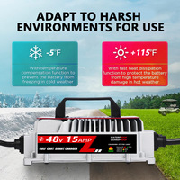 Pengisi Daya Baterai Lithium 14.6V 40A LiFePO4 12V IP67 Tahan Air Adaptor Universal Tertutup untuk Sepeda Motor/Skuter