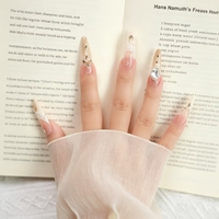 Faux ongles longs à talon aiguille en gel, logo personnalisé, pointe française, dentelle perlée, strass, pour ongles de la Saint-Valentin