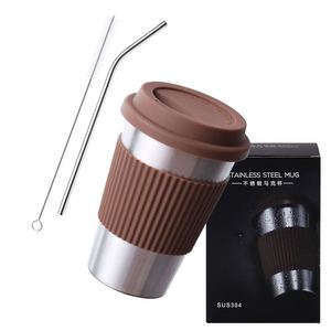 304 Single-layer Stainless Steel <b>Coffee</b> Cup with Heat-resistant Silicone Cup Sipping Cup - Product Image 3