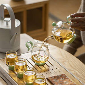 Tetera pequeña de vidrio con tapa resistente al calor para té Gongfu, recipiente para preparar té verde de un solo uso - Product Image 4