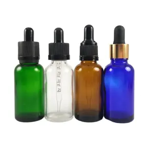 30 ml Trasparente verde ambra blu misura di laurea pipetta contagocce 1oz 30 ml di vetro bottiglia di olio essenziale