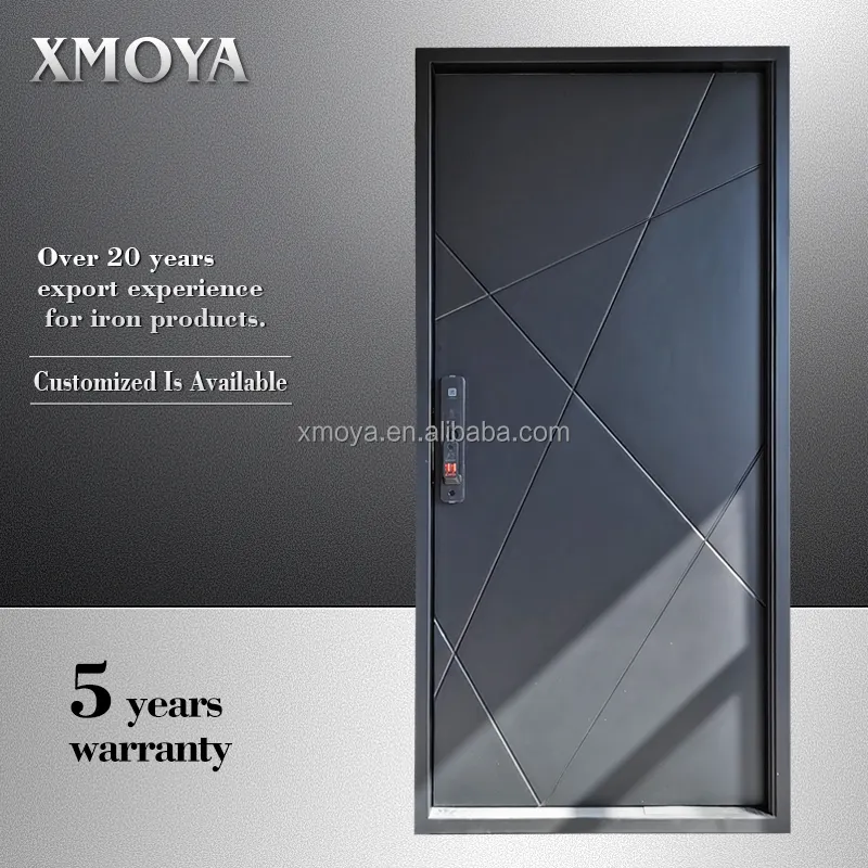 Modern Villa Entrance Steel Entry Doors Security Exterior Iron Doors Entrance Wrought Metal Front Pivot Door Use Smart Locks