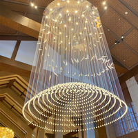 Lustre de luxe en cristal doré pour hall d'entrée de style français, luminaires suspendus nordiques de luxe en boules de verre