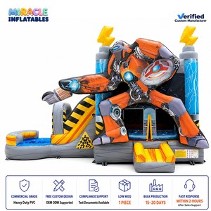 Château gonflable robot science-fiction pour enfants avec figurine 3D et éclairs – Structure de saut commerciale pour anniversaires à thème - Product Image 1