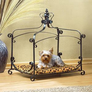 Nuevo diseño de lujo con dosel de terciopelo cama para mascotas para perros gatos hurones Rectangular cama de animales pequeños patrón sólido hecho de cartón de <span class=keywords><strong>Metal</strong></span> - Product Image 2
