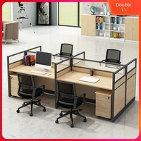 Ensemble de bureau moderne et minimaliste en bois, mobilier de bureau en forme de bar, pour quatre personnes