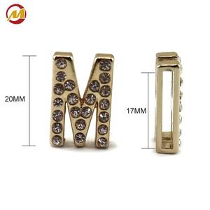 A-Z <b>Letter</b> Sliding Charms 20mm Light Gold Metal with Rhinestones for Bags & Dog Collars - Product Image 4