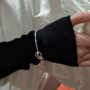 S925 Sterling Silver Simple Knot Horseshoe Bracelet Korean Style Fashionable String Jewelry with Hollow Tube Design - Product Image 1