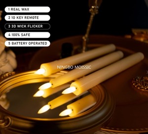 Bougies Pilier Sans Flamme à Télécommande et Minuteur, en Cire Véritable, LED Scintillantes, Fonctionnant sur Piles, Mèche 3D Faite Main, pour Noël et Mariages - Product Image 2