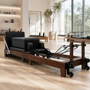 Reformer Profesional de Madera de Nogal Plegable, Equipo de Fitness Comercial de Alta Gama con Logotipo Personalizado - Product Image 1