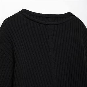 TAOP & ZA vêtements pour femmes 2024 automne nouveau <span class=keywords><strong>noir</strong></span> polyvalent mode côtelé à manches longues <span class=keywords><strong>col</strong></span> <span class=keywords><strong>bateau</strong></span> <span class=keywords><strong>pull</strong></span> court 6771141 - Product Image 3