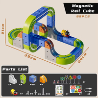Jouets de voitures sur rail magnétique, circuit de course flexible pour enfants et tout-petits, ensemble de pistes à assembler soi-même, ensembles de trains électriques magnétiques