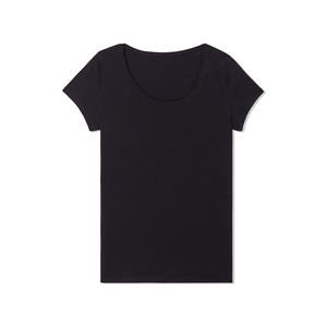 T-shirt en coton uni à manches courtes, légèrement drapé, coupe classique, respirant, anti-plis, avec logo, pour femme, idéal bureau, décontracté, détente, toutes occasions - Product Image 1