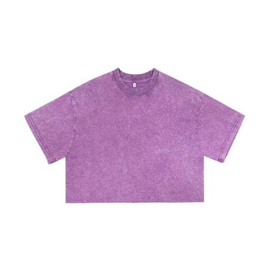 Top corto Retro para mujer, Camiseta de algodón de manga corta ajustada sólida, ropa de calle suave, deporte informal con función antibolitas - Product Image 4