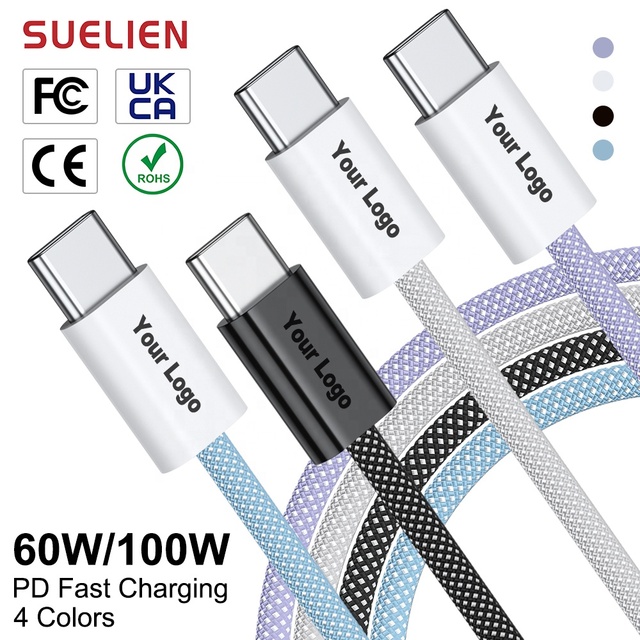 OEM Kabel Data 480Mbps Usb-c Cable Braided Nylon 20V 3A Fast Charging100W PD Usb c Data Cables Wholesale for Iphone Sumsung