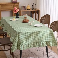 Nappe à carreaux géométriques imprimée pour salle à manger, tissu de nappe personnalisé avec broderie en dentelle pour événements et fêtes