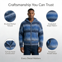Pull en mohair pour homme, tricoté, à manches longues, rayé, décontracté, hiver, logo personnalisé, anti-rétrécissement, OEM ODM