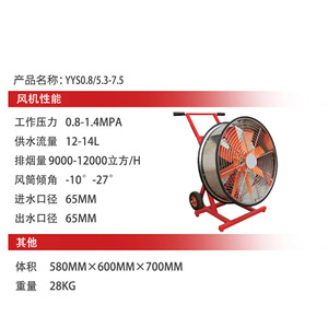 Dongjin Water Driven Mobile Fire Smoke Exhaust Fan YYS0.8/5.3-7.5 Stainless Steel Portable Firefighting Equipment - Product Image 5