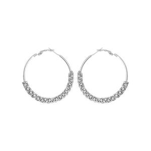 Tiyo Women's Hoop Earrings Zinc Alloy 14K Gold Plated Silver Channel Setting Round <b>Studs</b> Trendy Party Jewelry - Product Image 5