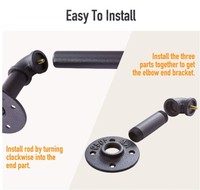 NOUVEAU DSDST Ensemble de tringles à rideaux industrielles de 1 pouce, fixation murale, noir/gris argenté, garantie de 3 ans