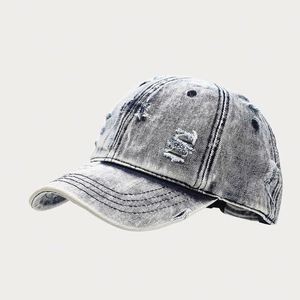 Fashion Unique Direct Factory Low Moq High Quality Vintage Distressed Vintage Baseball <b>Cap</b> <b>Plain</b> Denim Baseball <b>Cap</b> - Product Image 2