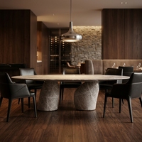 Table à manger en marbre gris Newstar Luxury Stone, design tendance, pour la maison et la cuisine, personnalisable.