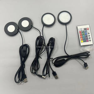 Sıcak satış USB RGB <span class=keywords><strong>LED</strong></span> altında kabine 3d baskı Puck işık uzaktan kumanda raf sayacı aydınlatma karavan Camper karavan Spot lamba - Product Image 1