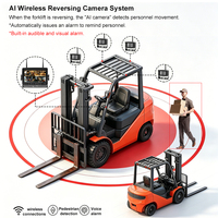 Système de caméra sans fil 4 canaux 7 pouces pour chariot élévateur AHD 1080P avec détection de piétons par IA, vision nocturne, étanche IP68 pour la sécurité des camions et des entrepôts