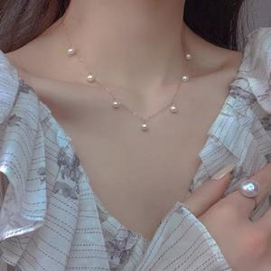 Collier en argent 925 plaqué or 18 carats avec perle d'eau douce naturelle, style rétro français minimaliste élégant, ciel étoilé, magnifique fermoir naturel - Product Image 3