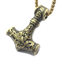 AliExpress Bijoux Viking Nordique Pirate Marteau de Thor Pendentif Vintage en Cuivre Collier Chaîne en Bambou Nouvel Accessoire Transfrontalier