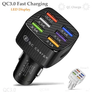 מכירה לוהטת אלקטרוני אביזרי רכב usb מטען qc 3.0 מהיר מטען 6 ב 1 מטען עבור כל טלפון נייד