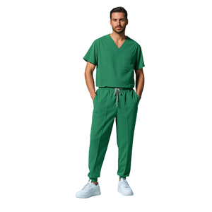 パーソナライズロゴ入りVネック病院ユニフォームジョガースクラブセットユニセックス速乾性通気性医療用衣装 - Product Image 4