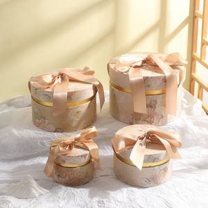 Confezione regalo regalo regalo di lusso con papillon cielo e terra scatola rotonda a mano - Product Image 1
