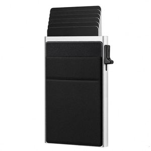 Xdh1889 Top Seller Men Aluminum Metal Minimalist <b>Slim</b> Credit <b>Card</b> <b>Holder</b> Front Pocket Automatic Pop up Wallet for Gifts - Product Image 6