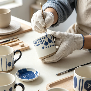 Nordic Porcelain Coffee Mug Ceramic <b>Cup</b> Blue Pattern Handle <b>Cup</b> for Home Office Gift - Product Image 4