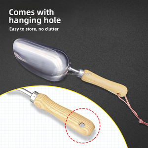 Pala de fertilizante de jardinería de mano de madera de acero inoxidable de alta resistencia pala de suelo de jardín con pala de flores de gran carga - Product Image 5