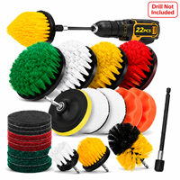 Kit de 22 brosses de nettoyage pour perceuse, en nylon jaune, pour jantes de voiture, salle de bain, carrelage et nettoyage domestique