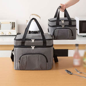 ऑक्सबफोर्ड कपड़े डबल लेयर बड़ी क्षमता आउटडोर लंच बैग इन्सुलेशन के साथ ताजा कूलर बैग - Product Image 1