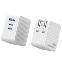 Pengisi Daya Dinding Cepat 65W 3-Port PD 3.0 & QC3.0 GaN dengan Perlindungan OTP untuk MacBook, Android, iPad, Laptop & Ponsel