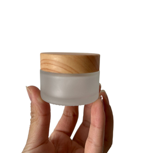 10g 30g 50g Luxury cosmetic round frosted bamboo glass jar/glass jar container with wooden cover