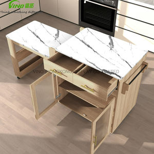 Isla de Cocina Extensible y Retráctil con Ruedas y Almacenamiento Gabinete de Almacenamiento para Cocina - Product Image 3