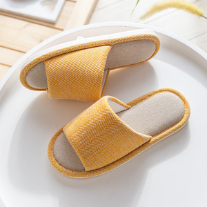Fashion Cotton Linen Indoor Home for Slippers Open Toe With Non-slip Soft Bottom Customizable Logo for Spring - Product Image 2
