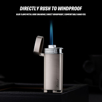 Nouveau briquet à gaz butane gonflable à flamme bleue résistant au vent avec impression laser personnalisée LOGO Briquets publicitaires
