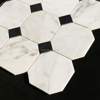 Carreaux de mosaïque de marbre octogonaux noirs et blancs pour la caractéristique de parquet de décoration de mur intérieur pour les planchers et les murs de magasin