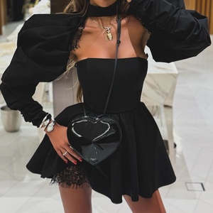 Robes longues noires sans bretelles, dos nu, à manches longues, de style A, haut de gamme et sexy pour femmes - Product Image 4