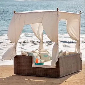 प्लास्टिक गार्डन आउटडोर रतन सोफ़ा सूरज समुद्र तट बिस्तर फर्नीचर चीन
