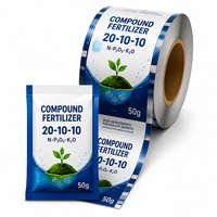 Film d'emballage pour engrais à base d'acide humique, rouleau de sacs imprimés or, matériau laminé haute barrière pour sachets de conditionneur de 50g