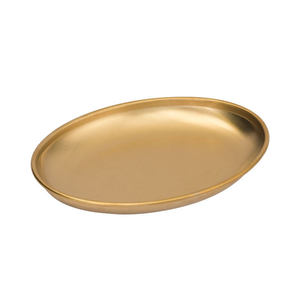 Plato Ovalado de Acero Inoxidable Estilo Coreano 304, Color Dorado, Fondo Plano, para Aperitivos, Uso en Fiestas - Product Image 5