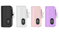 Nouveau Mini Smart LCD Power Display Portable 5000mAh Chargeur Intégré Double Prise De Charge Pliable Capsule Power Bank Avec Longe